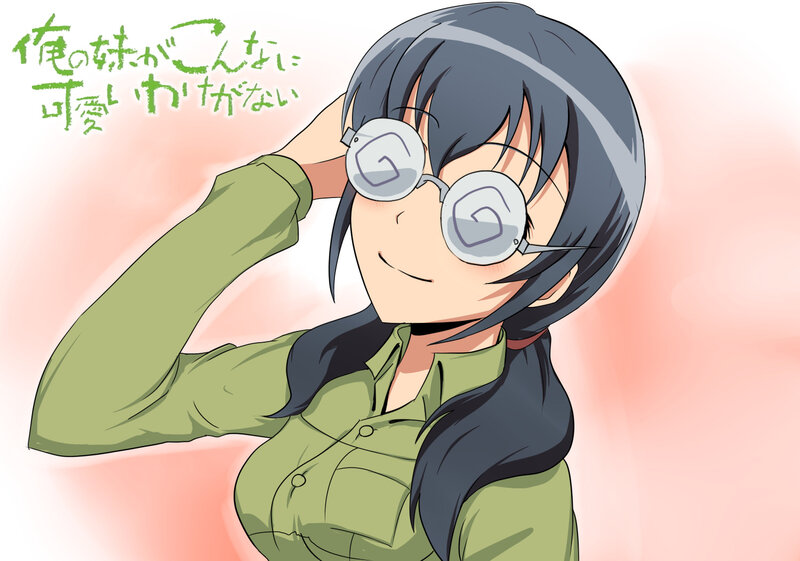 Anime girl with glasses smiling