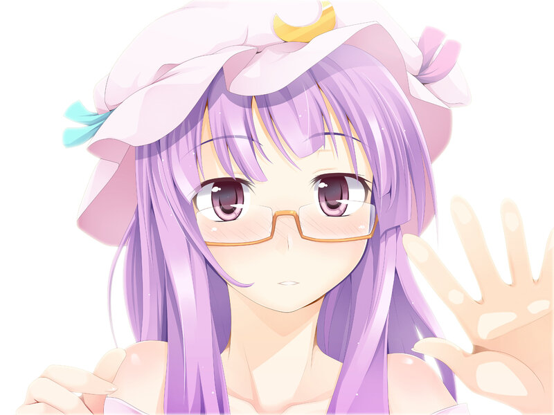 anime girl with glasses waving