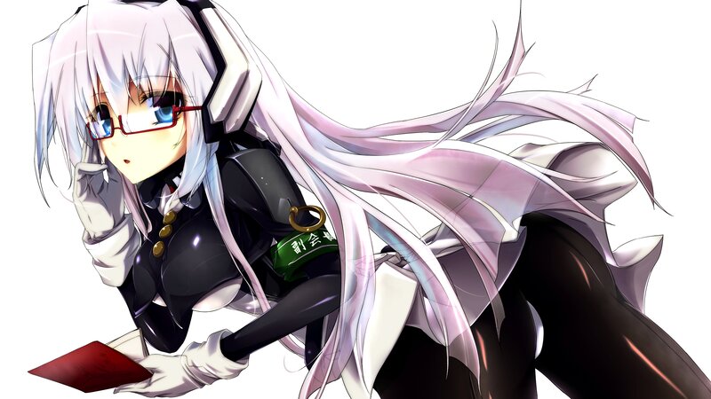 Anime Girl with Glasses — White, Calm, Headphones