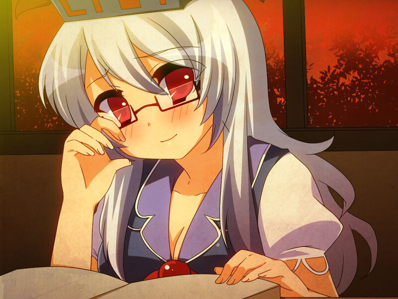 Anime Girl with Glasses — White, Calm, Sunset