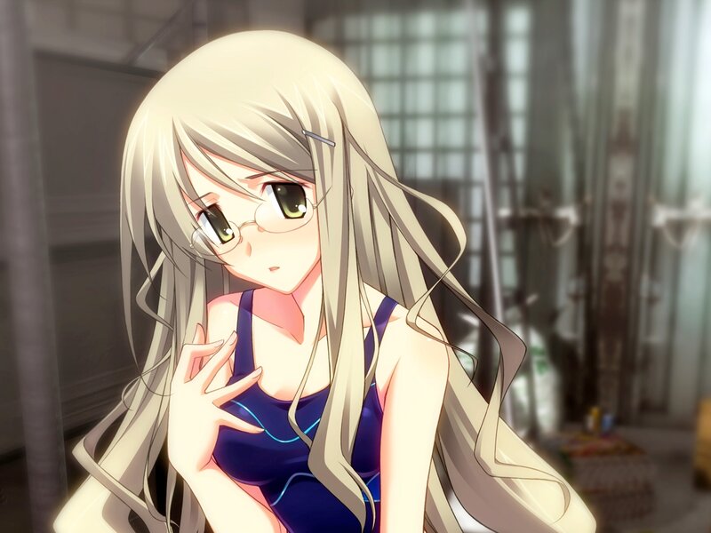 Anime Girl with Glasses — White, Calm