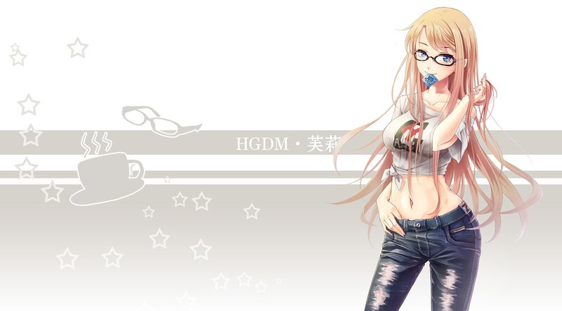 Anime Girl with Glasses — White, Casual