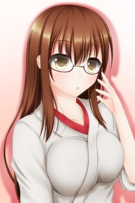 Anime Girl with Glasses — White, Neutral, White Shirt