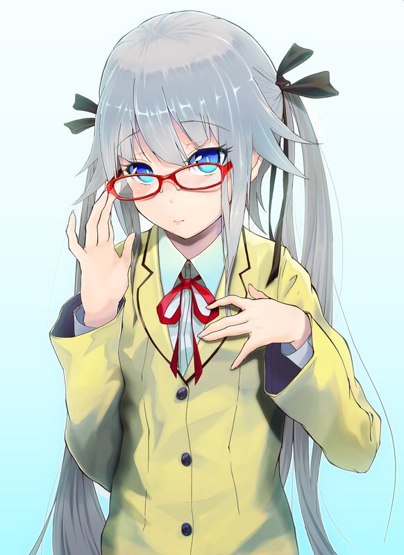Anime Girl with Glasses — Yellow, Calm, School Uniform