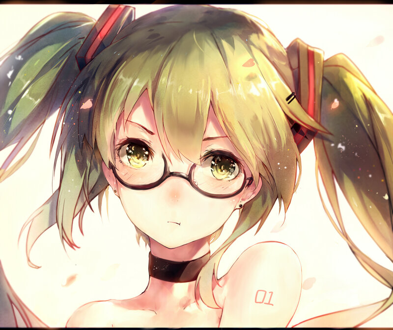 Anime Girl with Glasses — Yellow, Calm