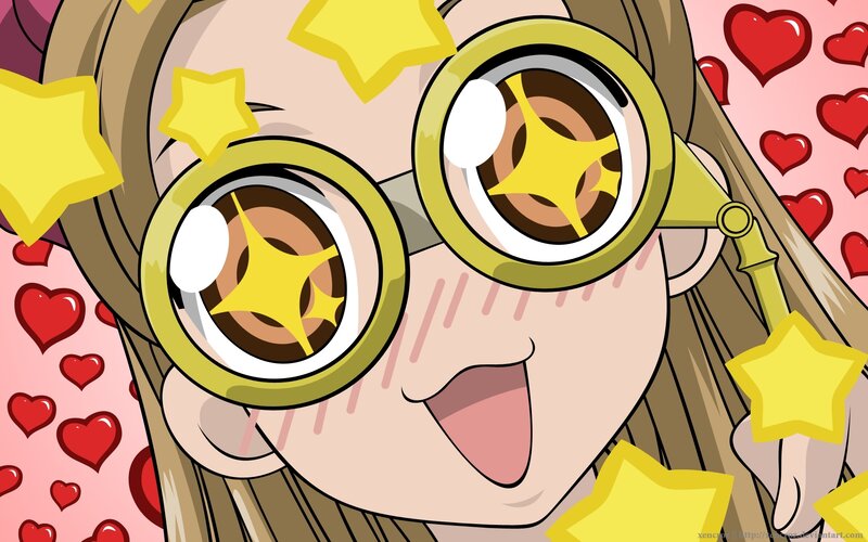 Anime Girl with Glasses — Yellow, Excited