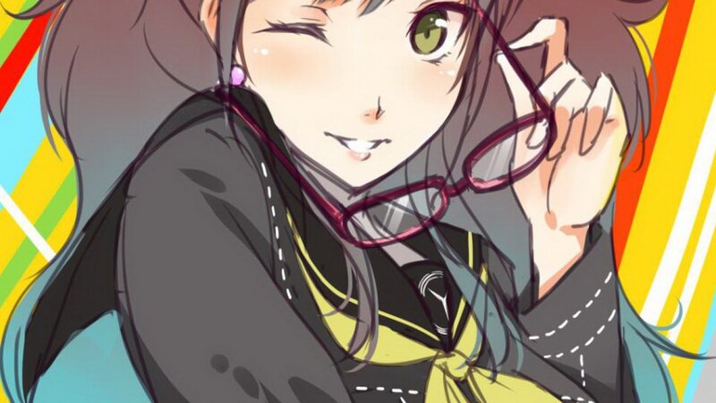 Anime Girl with Glasses — Yellow, Playful