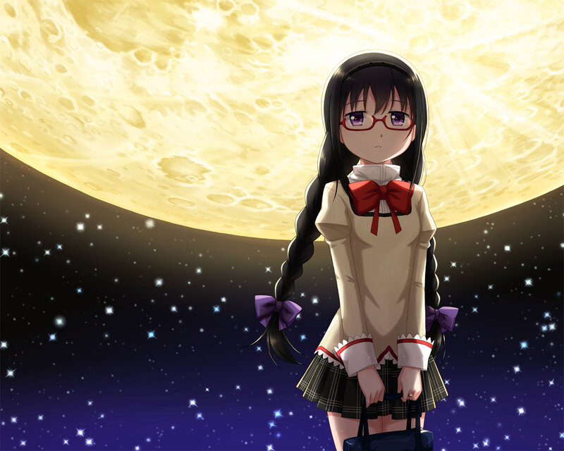 Anime Girl with Glasses — Yellow, Serene