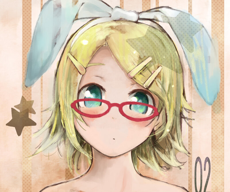 Anime Girl with Glasses — Yellow