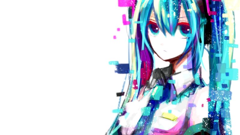 anime girl with glitch art