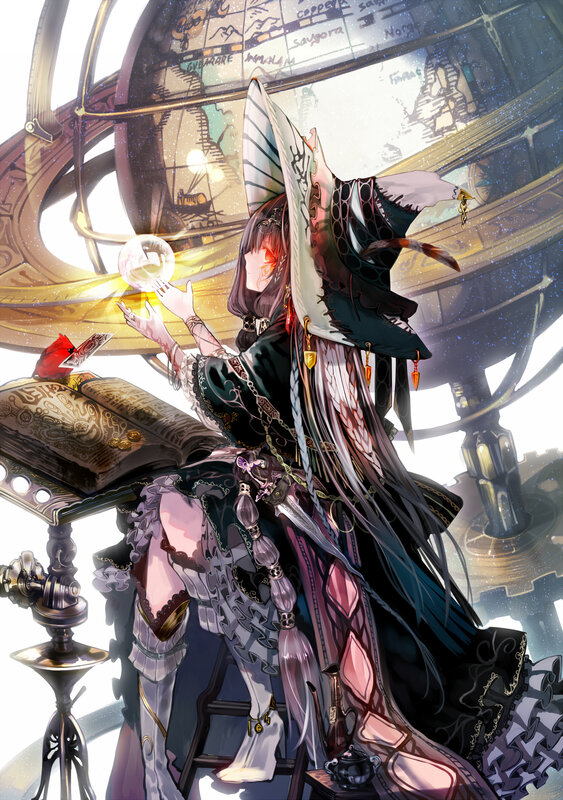 Anime Girl with Globe — Black