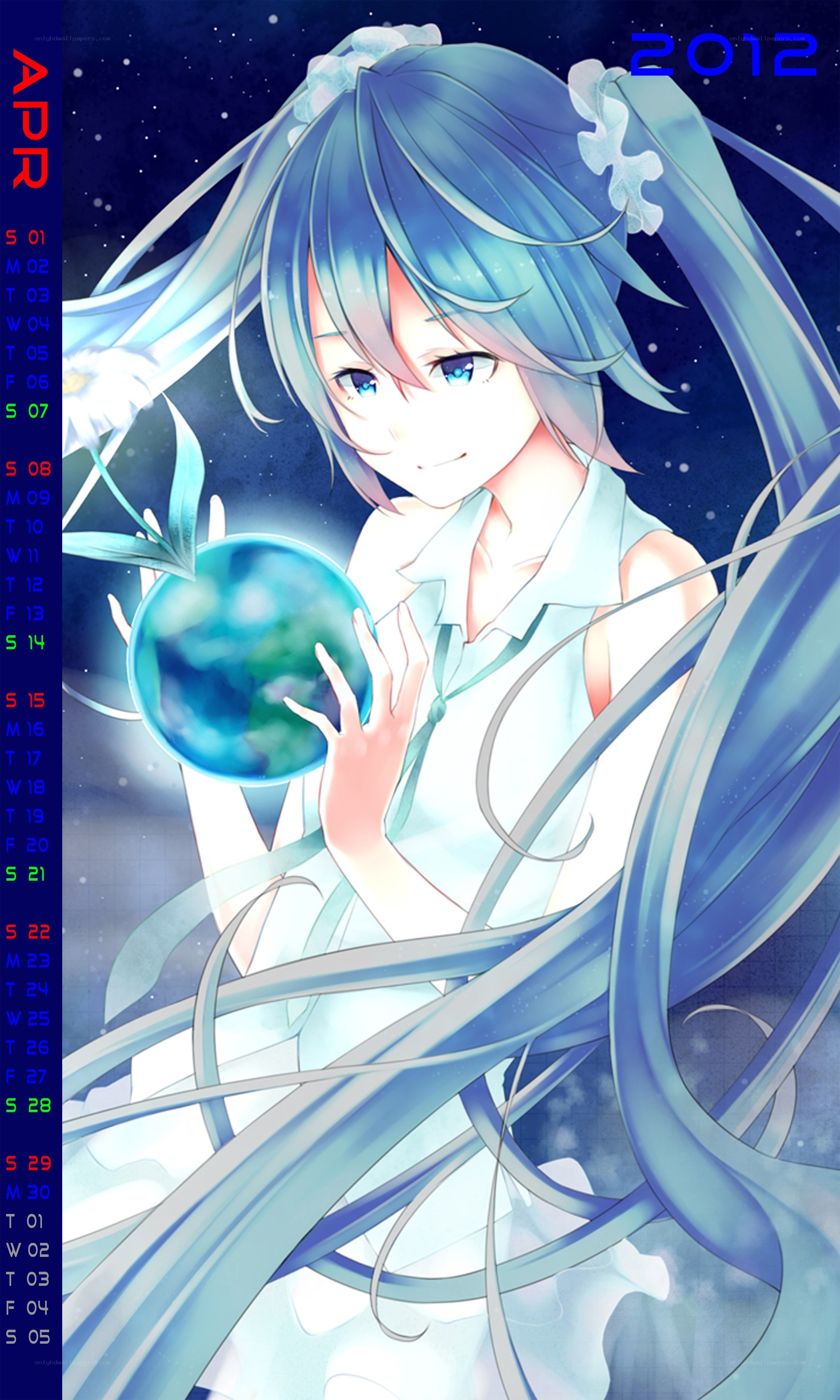 Anime girl with globe calendar