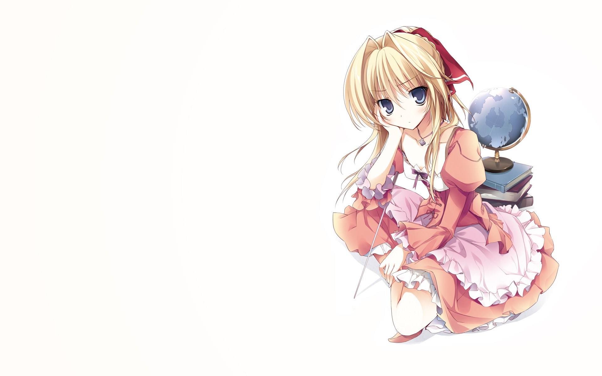 anime girl with globe