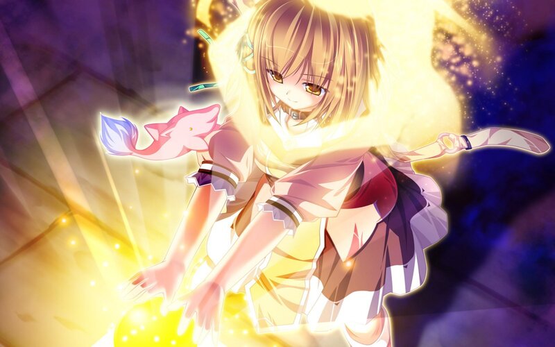 Anime Girl with Glowing Aura — Yellow, Dramatic, Digital Art