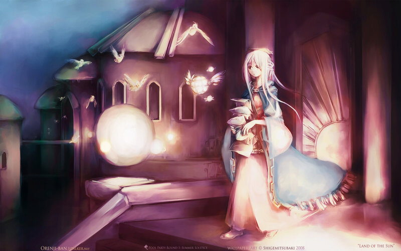 Anime girl with glowing birds