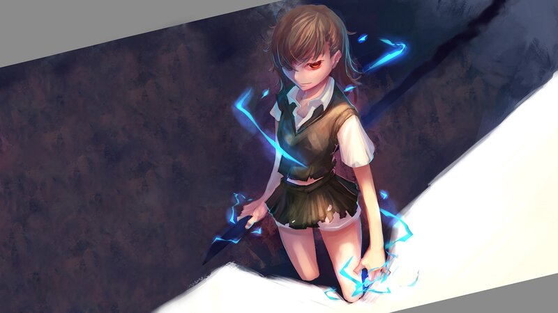 anime girl with glowing blades