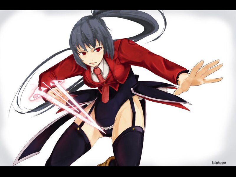 anime girl with glowing blades