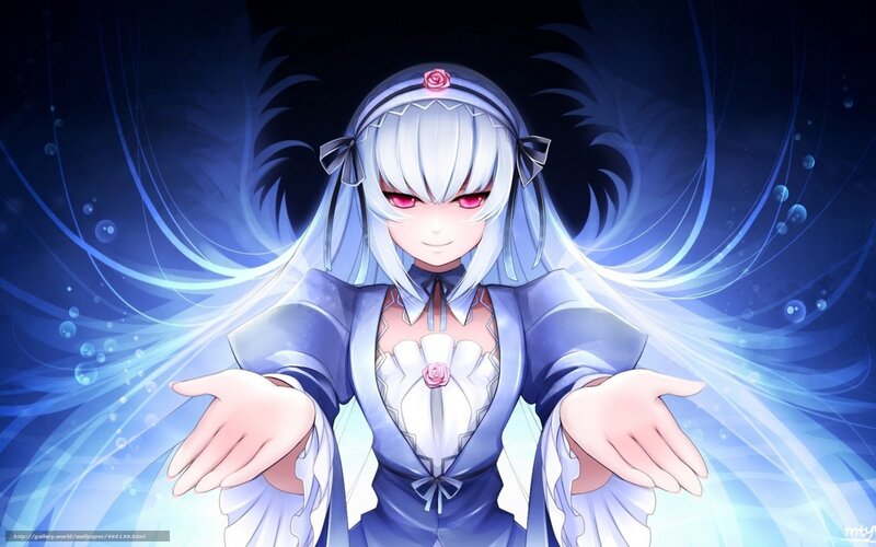 anime girl with glowing blue aura