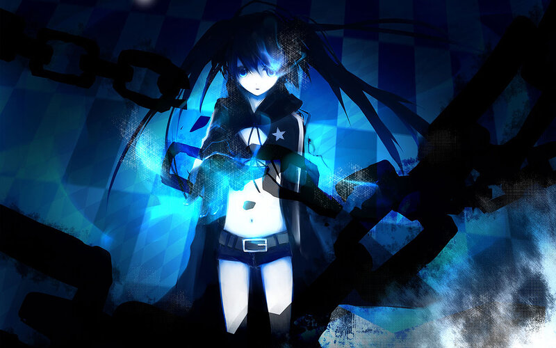 anime girl with glowing blue energy