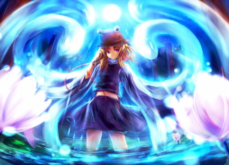 anime girl with glowing blue energy