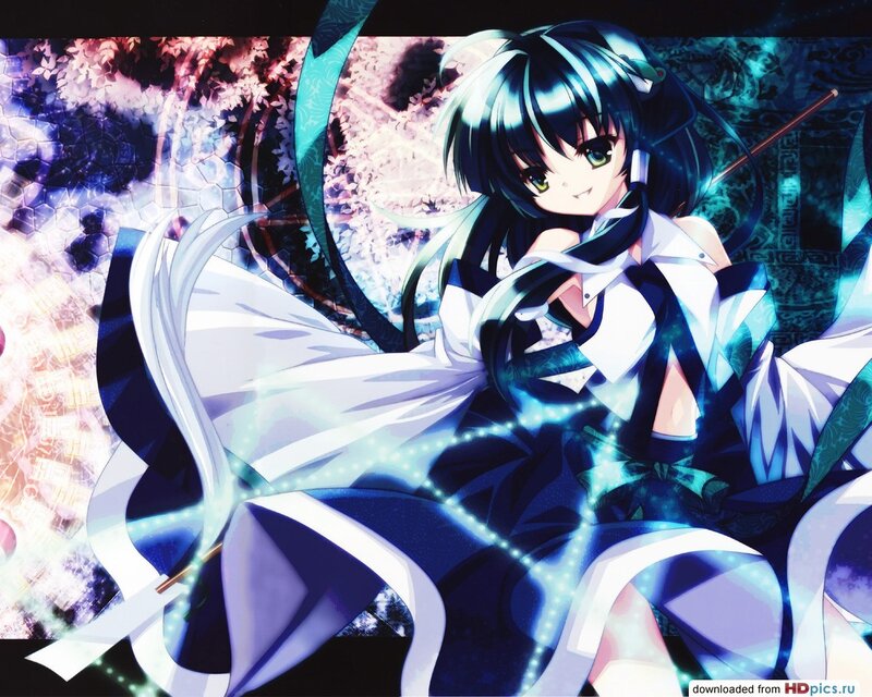 anime girl with glowing blue energy