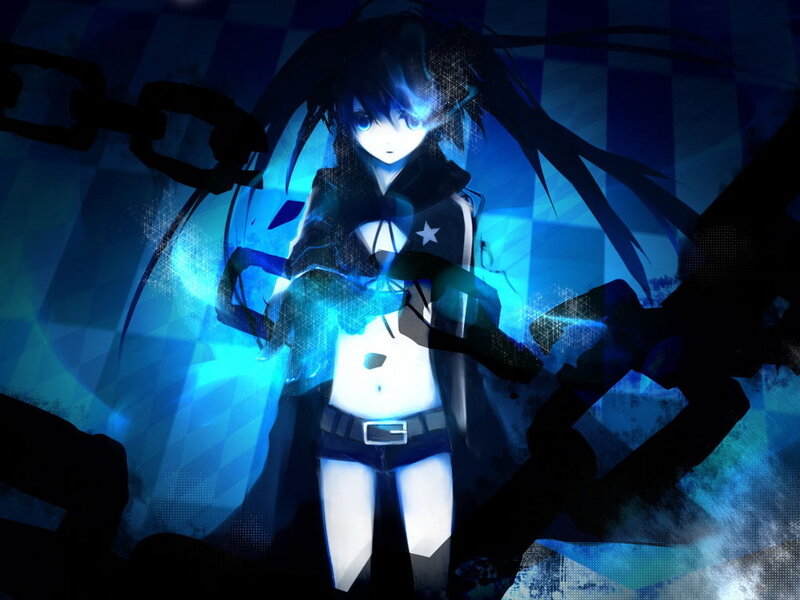 anime girl with glowing blue energy