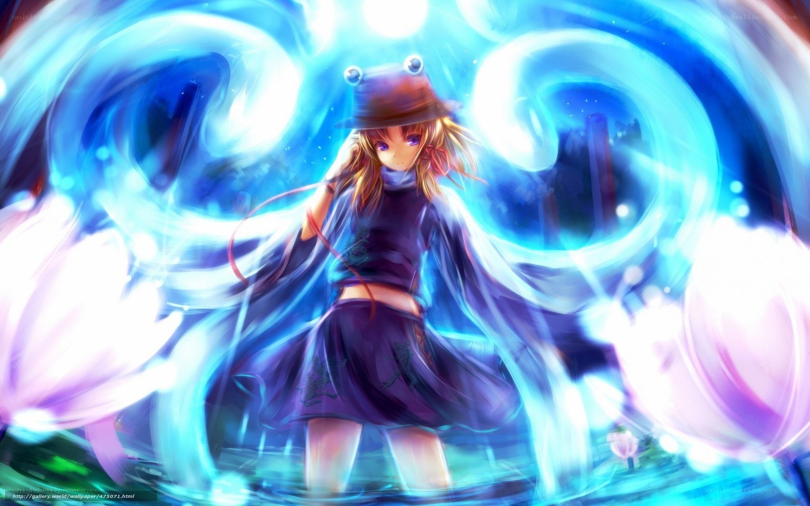 anime girl with glowing blue energy