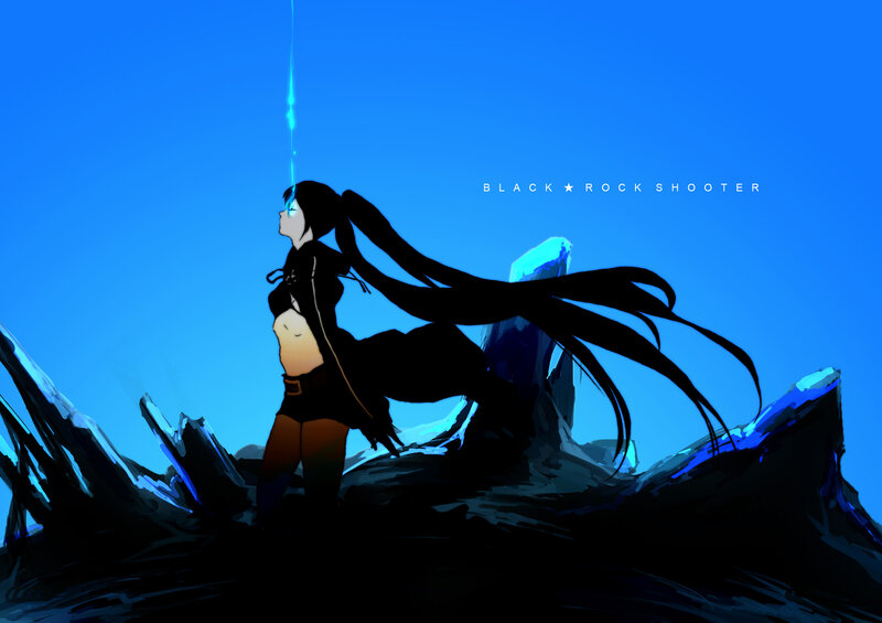 anime girl with glowing blue light