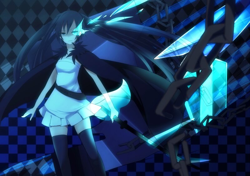 anime girl with glowing blue weapon