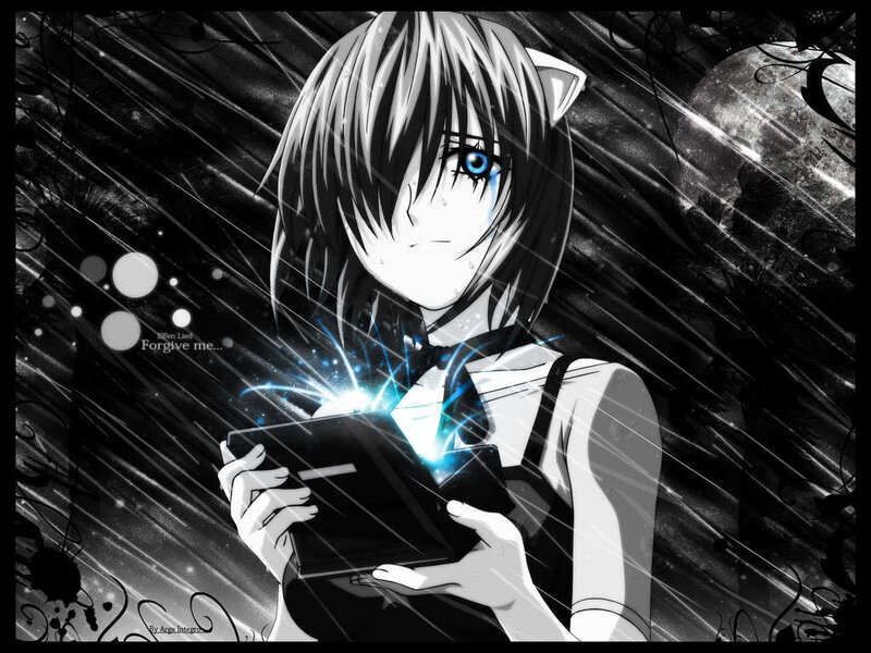 anime girl with glowing book