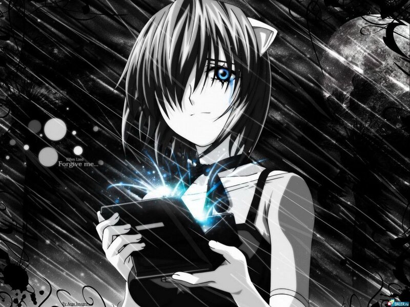 anime girl with glowing book