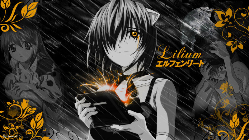Anime Girl with Glowing Book — Black, Dramatic