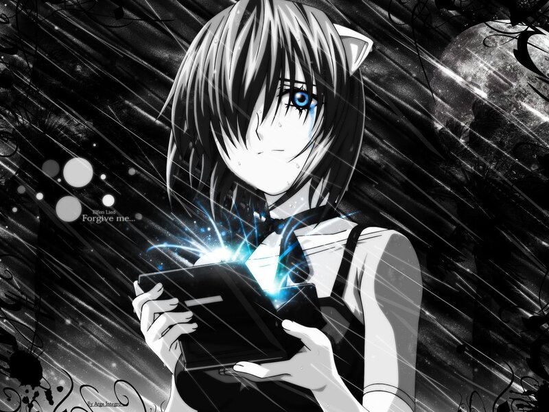 anime girl with glowing box