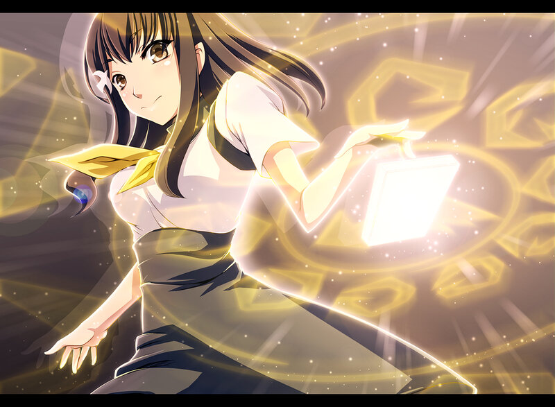 Anime Girl with Glowing Box — Yellow