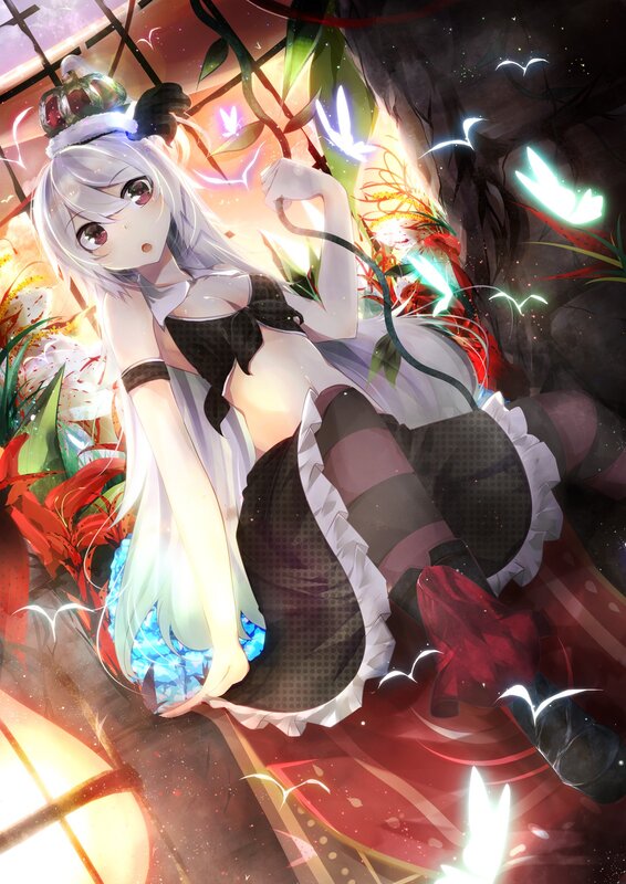 anime girl with glowing butterflies