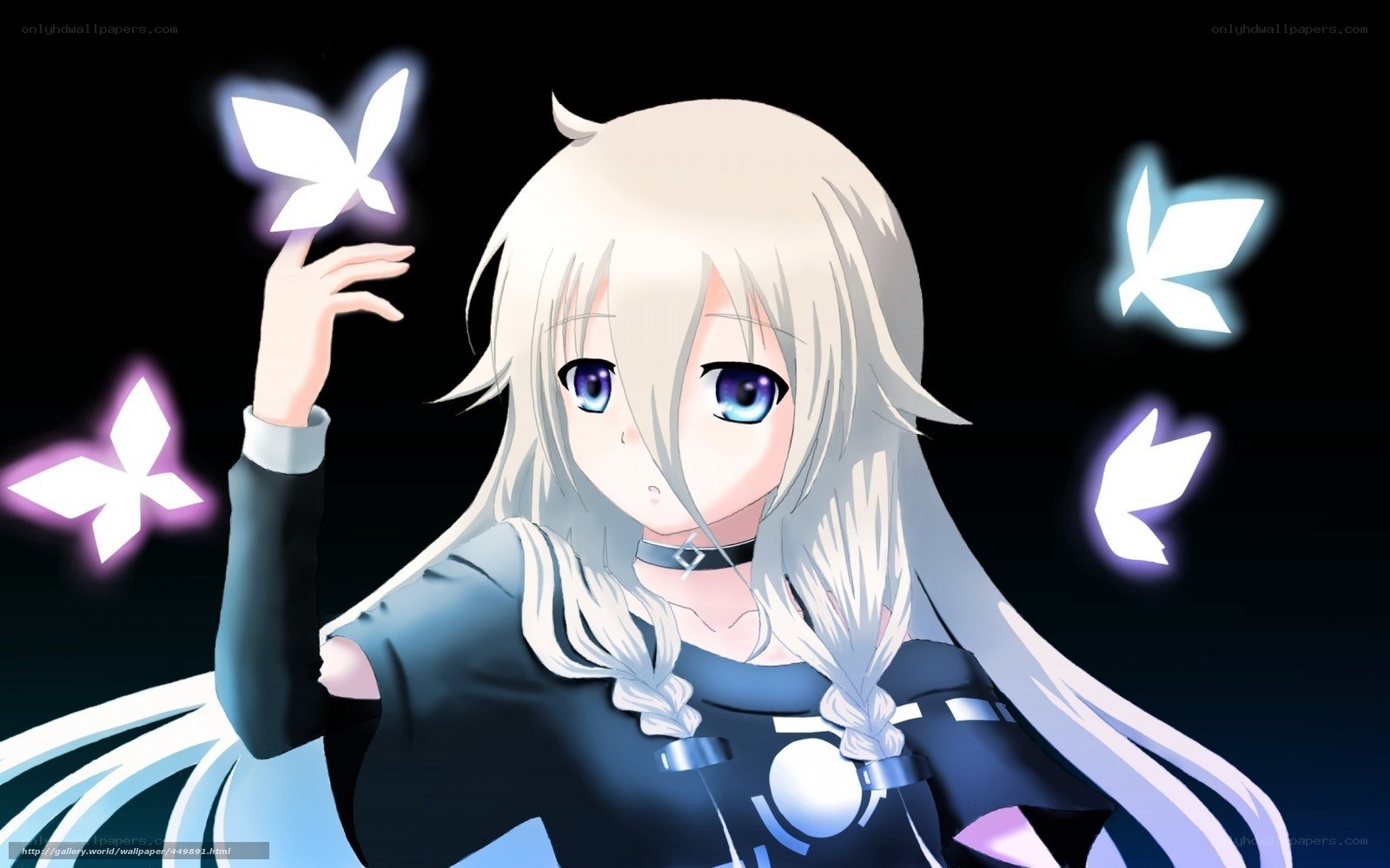 anime girl with glowing butterflies