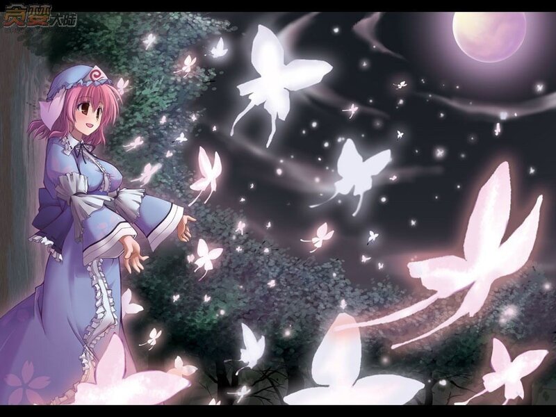 Anime girl with glowing butterflies