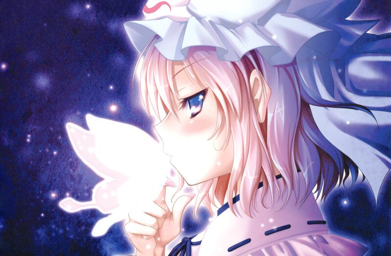 anime girl with glowing butterfly