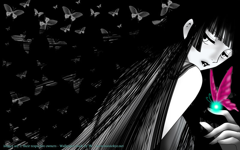 anime girl with glowing butterfly