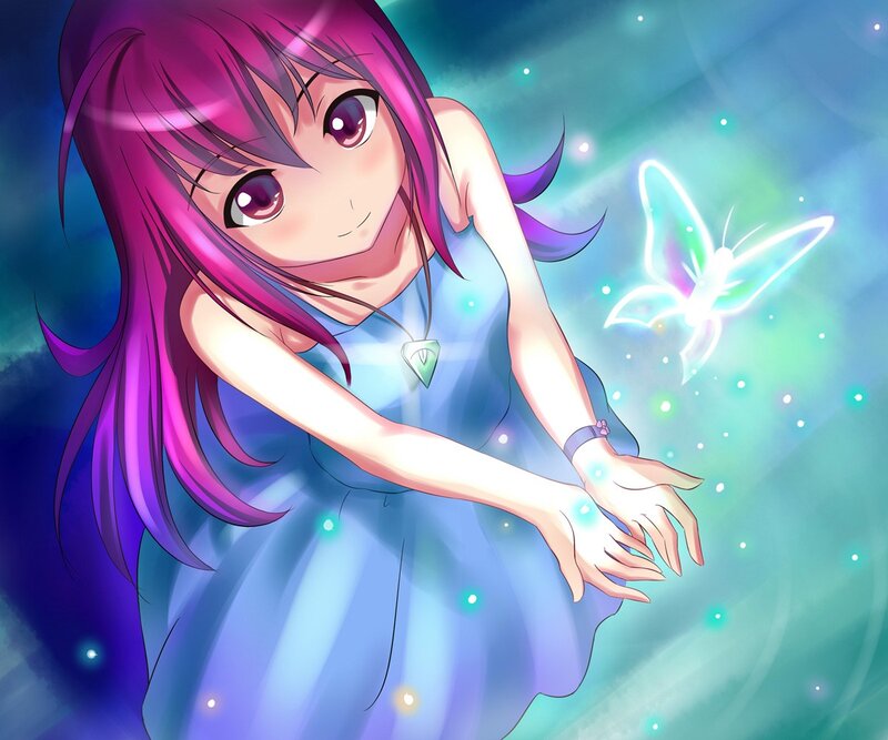anime girl with glowing butterfly