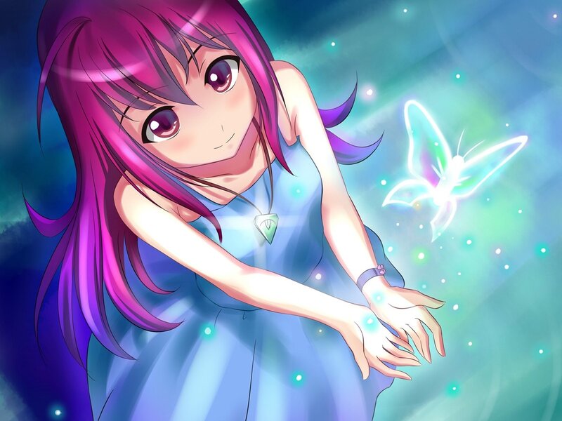 anime girl with glowing butterfly