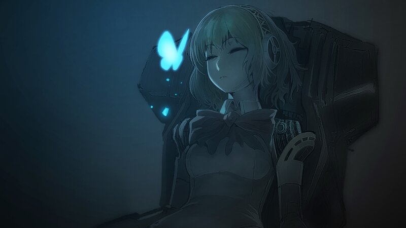 anime girl with glowing butterfly