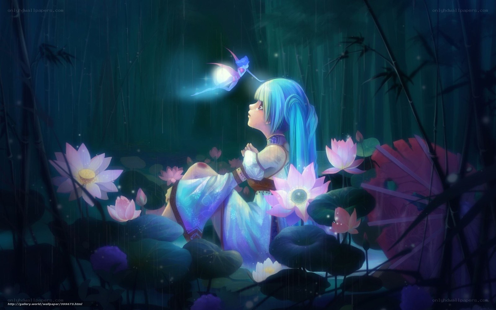 Anime girl with glowing butterfly