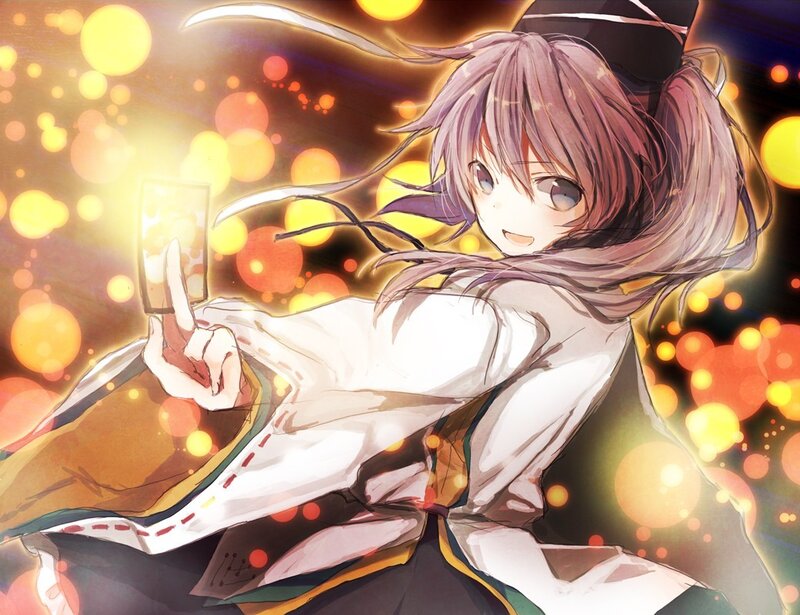 anime girl with glowing card