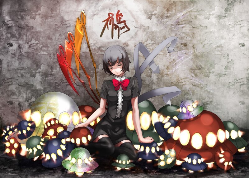 Anime girl with glowing creatures