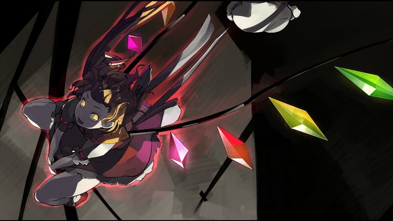 anime girl with glowing crystals