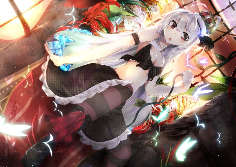 anime girl with glowing crystals