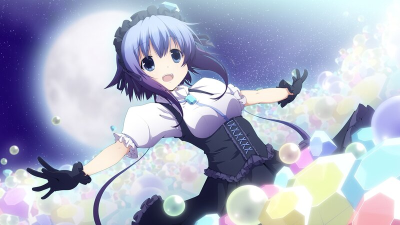 anime girl with glowing crystals