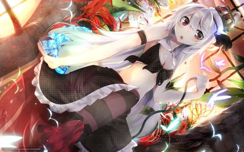 anime girl with glowing crystals