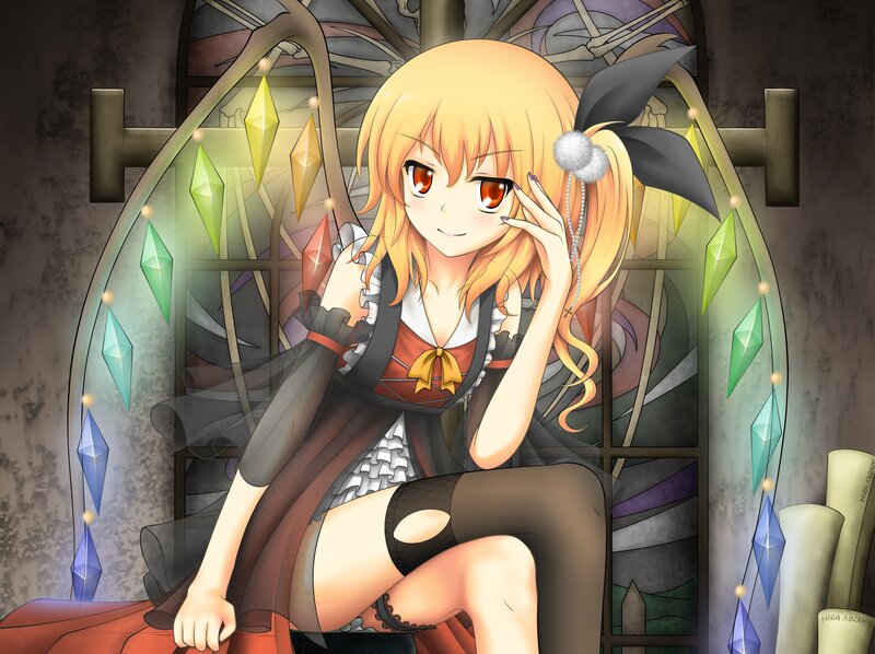 anime girl with glowing crystals